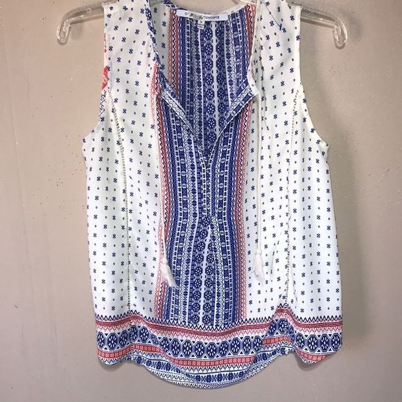 Collective Concepts Tops - Collective Concepts boho red white and blue tassel top size Sm